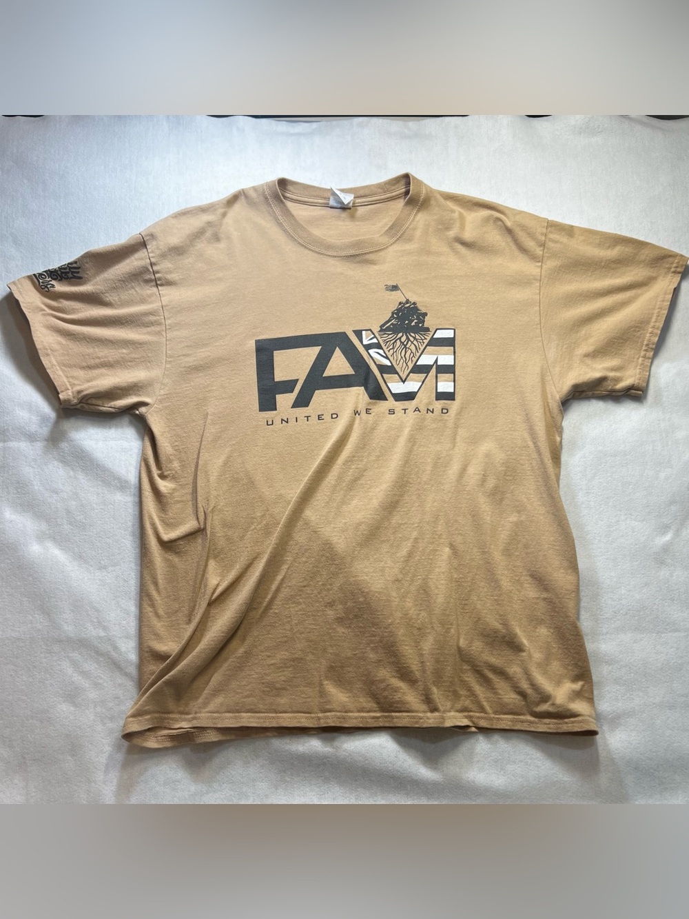 FAM HI Men’s XL Tan FAM United We Stand Graphic Print  T-Shirt bundle (0055)